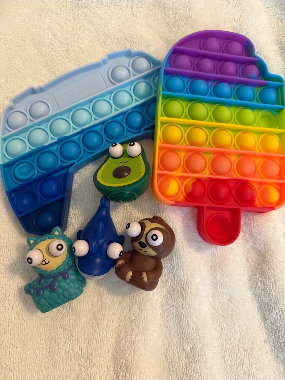 Rainbow Popsicle & Blue 🎮 Pop-It Sensory Fidget Toy Set - Multicolor